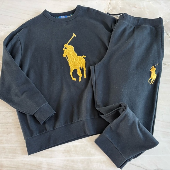 Polo Ralph Lauren Other - Polo by Ralph Lauren black and yellow warm up set sweatshirt 3XB pant 2XB